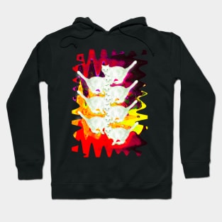 Psychedelic White Cat Funny Melty colorful background surreal collage Hoodie